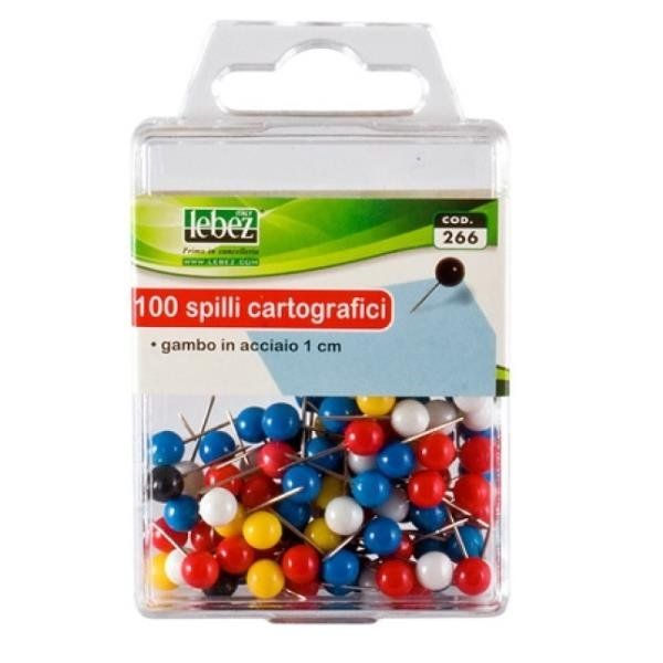 Spilli cartografici a sfera - colori assortiti - Lebez - scatola 100 pezzi