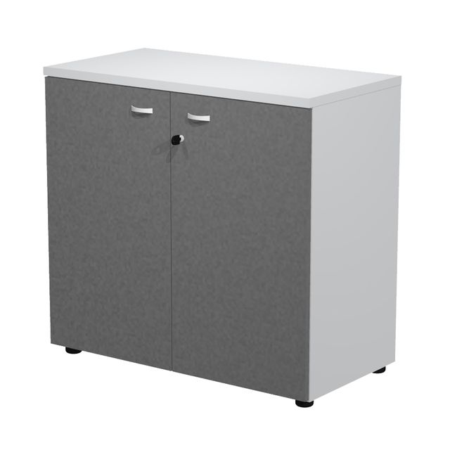Armadio basso con ante Essence - con serratura - 90 x 46 x 85 cm - bianco/antra…