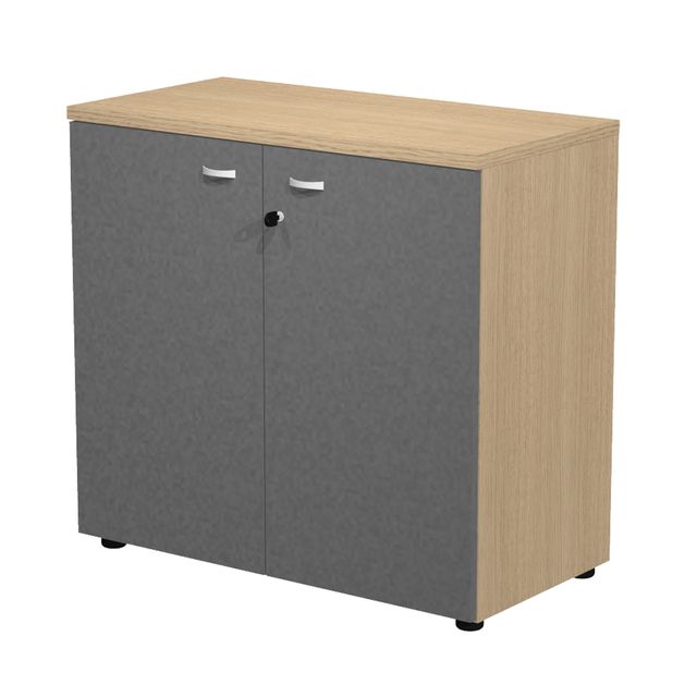 Armadio basso con ante Essence - con serratura - 90 x 46 x 85 cm - rovere/antra…