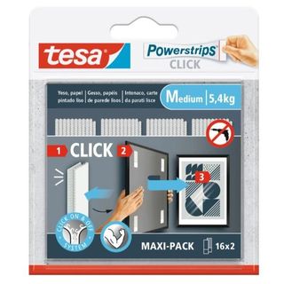 TESA POWERSTRIPS CLICK STRISCE AUTADESIVE 8 X 2 CM MEDIUM CON SISTEMA DI AGGANC…