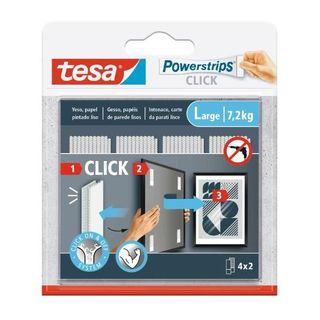 TESA POWERSTRIPS CLICK STRISCE AUTADESIVE 8.5 X 2 CM LARGE CON SISTEMA DI AGGAN…