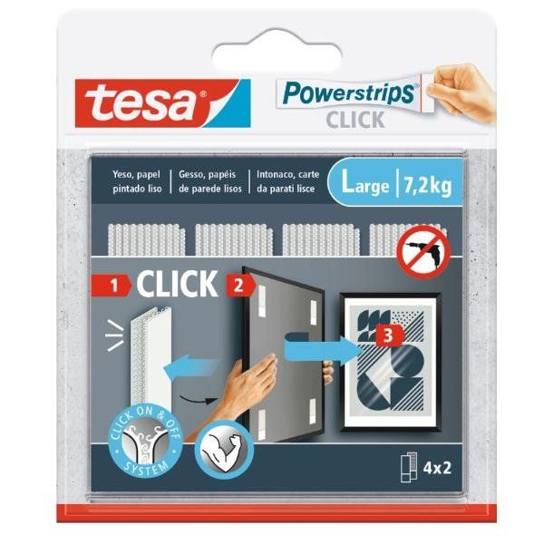 TESA POWERSTRIPS CLICK STRISCE AUTADESIVE 8.5 X 2 CM LARGE CON SISTEMA DI AGGAN…