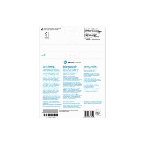 Hp - Carta fotografica originale lucida Hp Advanced Photo Paper 25 Fogli - A4 -…