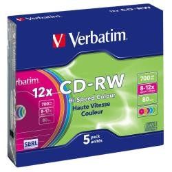 VERBATIM 43167 5 JEWEL CASE CD-RW 12X
