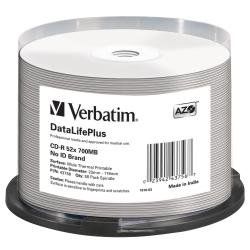 VERBATIM CD-R 700MB PER STAMPA TERMICA WHITE CAMPANA 50PZ