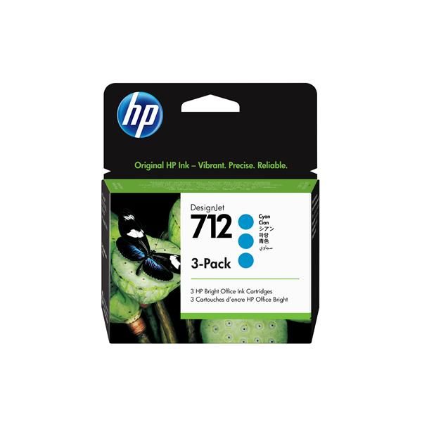 Hp - Conf. 3 Cartucce ink originale - 712 - Ciano - 3ED77A - 29 ml cad