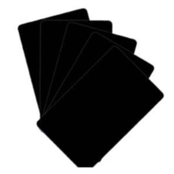 ZEBRA CARD,FOOD SAFE PVC,30 MIL/BLACK