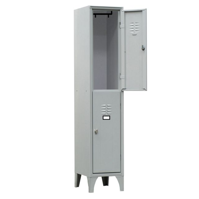 Armadio spogliatoio in metallo - 2 vani sovrapposti - 30 x 50 x 180 cm - grigio…