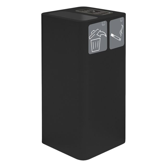 contenitore 100 lt nero cover gettacarta/posacenere 2 pitto adesivi 38,3x38,3x8