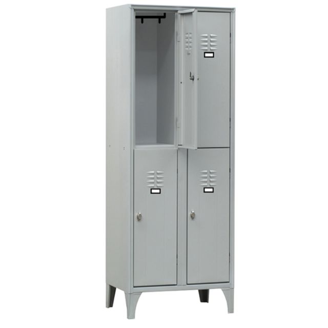 Armadio spogliatoio in metallo - 4 vani sovrapposti - 60 x 50 x 180 cm - grigio…