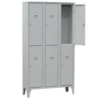 Armadio spogliatoio in metallo - 6 vani sovrapposti - 90 x 50 x 180 cm - grigio…