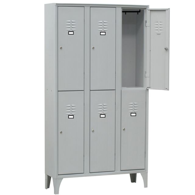 Armadio spogliatoio in metallo - 6 vani sovrapposti - 90 x 50 x 180 cm - grigio…