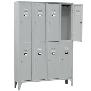 Armadio spogliatoio in metallo - 8 vani sovrapposti - 120 x 50 x 180 cm - grigi…