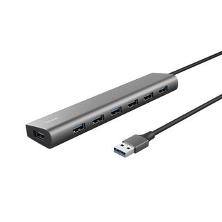 Hub Halyx - 7 porte - USB 3.2 Gen 1 - alluminio - grigio - Trust