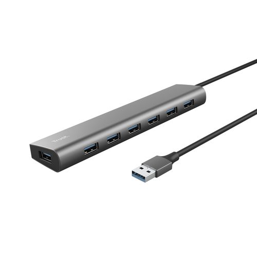 Hub Halyx - 7 porte - USB 3.2 Gen 1 - alluminio - grigio - Trust