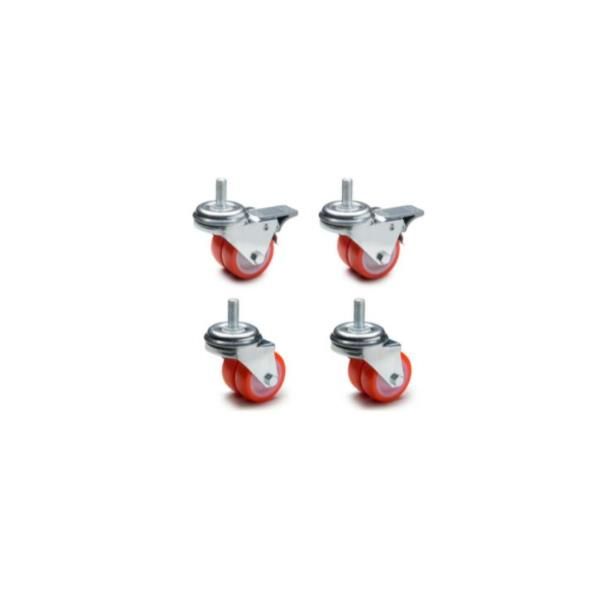 ITRack 309280, Rotelle, Rosso, Acciaio, 4 pz