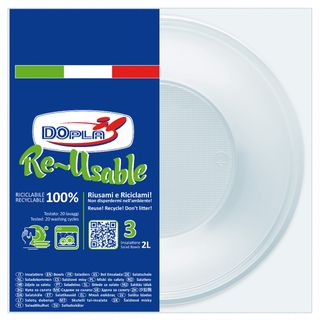 Insalatiera riutilizzabile - rotonda - diametro 13,5 cm - 2 L - PS reuse - bian…