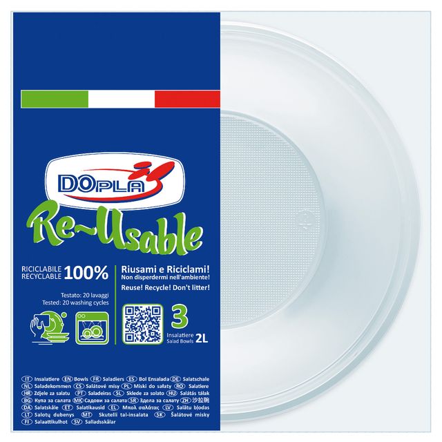 Insalatiera riutilizzabile - rotonda - diametro 13,5 cm - 2 L - PS reuse - bian…