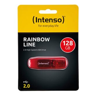 Intenso Rainbow Line - Chiavetta USB - 128 GB - USB 2.0 - rosso trasparente