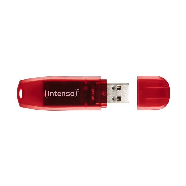 Intenso Rainbow Line - Chiavetta USB - 128 GB - USB 2.0 - rosso trasparente