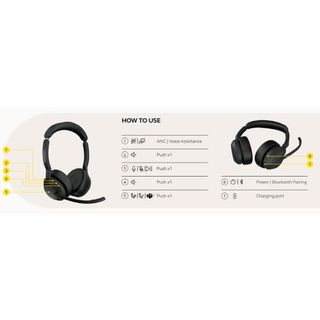 Jabra Evolve2 55 MS Mono - Cuffie con microfono - on-ear - Bluetooth - senza fi…