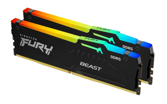 Kingston 64GB 5200MTs DDR5 CL40 DIMM (Kit of 2) FURY Beast RGB