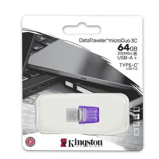 Kingston DataTraveler microDuo 3C - Chiavetta USB - 64 GB - USB 3.2 Gen 1 / USB…
