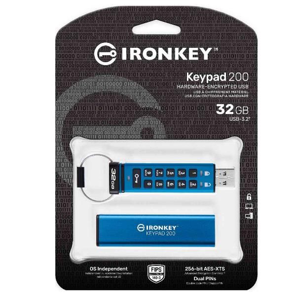 Kingston IronKey Keypad 200 - Chiavetta USB - crittografato - 32 GB - USB 3.2 G…