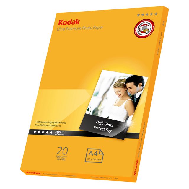 Kodak - Carta fotografica Ultra Premium lucida - A4 - 280 gr - 20 fogli - 5740-…