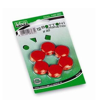 Lebez - Calamita - 2 cm di diametro - magnetica - rosso (pacchetto di 12)