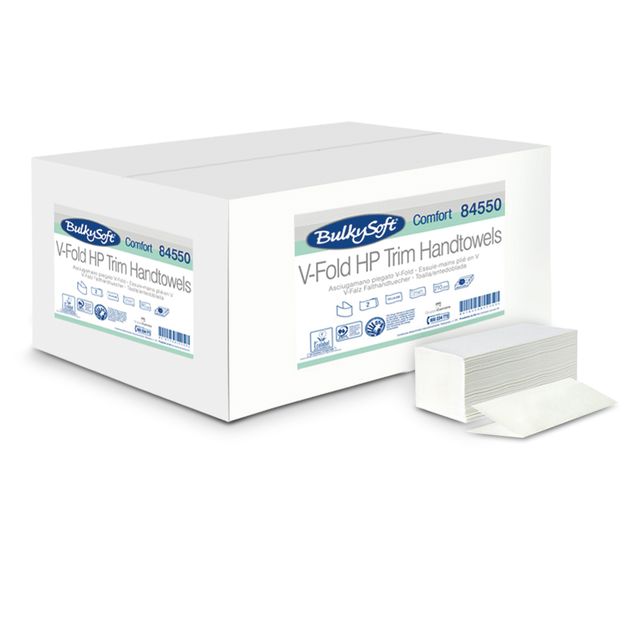 Asciugamani piegati a V Comfort - 2 veli - goffratura micro - 17 gr - 21x21 cm …
