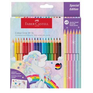 Astuccio 18 matite Colour Grip + 6 matite Sparkle - colori assortiti - Faber-Ca…
