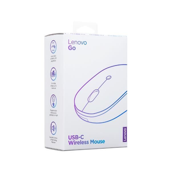 Lenovo Go - Mouse - ergonomico - per destrorsi e per sinistrorsi - ottico blu -…