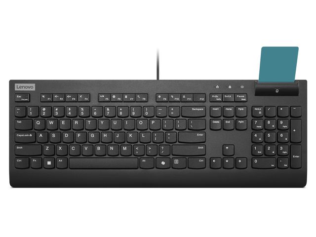 Lenovo Smartcard Wired keyboard II, Full-size (100%), Cablato, USB, Plunger key…