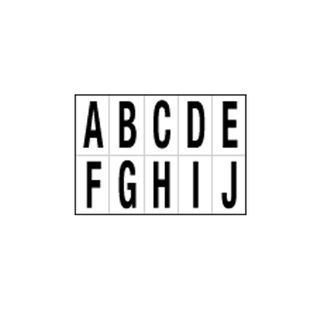 Lettere adesive da A a J - in PVC - 56 x 99 mm - 10 et/fg - 1 foglio - nero/bia…