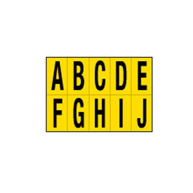 Lettere adesive da A a J - in PVC - 56 x 99 mm - 10 et/fg - 1 foglio - nero/gia…