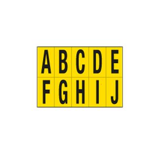 Lettere adesive da A a J - in PVC - 70 x 124 mm - 10 et/fg - 1 foglio - nero/gi…