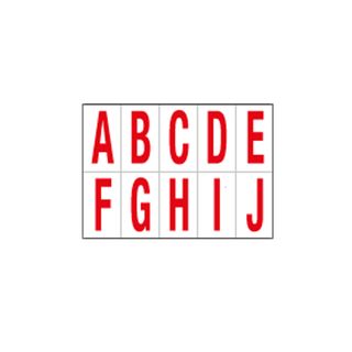 Lettere adesive da A a J - in PVC - 70 x 124 mm - 10 et/fg - 1 foglio - rosso/b…