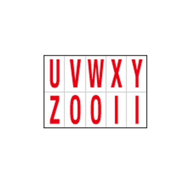 Lettere adesive da U a Z - in PVC - 56 x 99 mm - 10 et/fg - 1 foglio - rosso/bi…