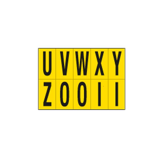 Lettere adesive da U a Z - in PVC - 70 x 124 mm - 10 et/fg - 1 foglio - nero/gi…