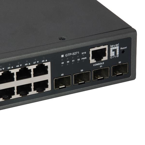 LevelOne GTP-5271 - Switch - L3 Lite - 48 x 10/100/1000 (PoE+) + 4 x 10 Gigabit…