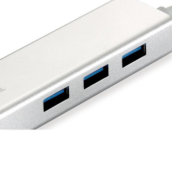 LevelOne USB-0503 - Hub - 3 x SuperSpeed USB 3.0 + 1 x 10/100/1000 - desktop