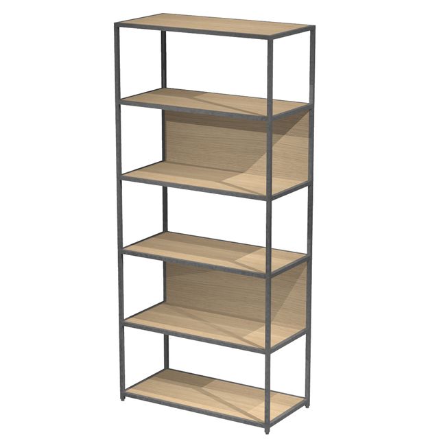 Libreria 6 ripiani Modular - 90 x 44 x 200 cm - struttura metal antracite - rov…