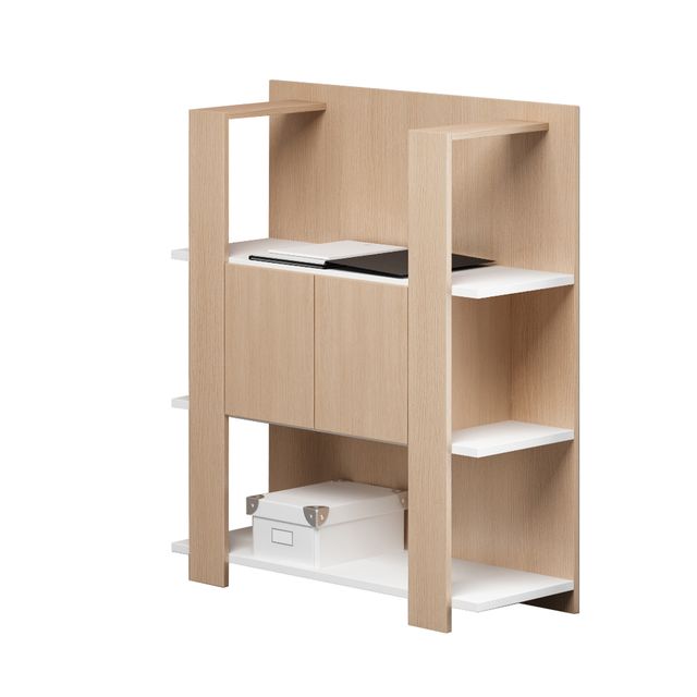 Libreria bassa Concept - 3 ripiani - 100x38,6x124 cm - bianco/rovere