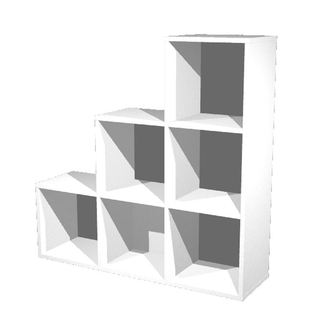 Libreria casellario Rainbow - 6 caselle a scalare - 104,1x29,2x103,9 cm - bianco