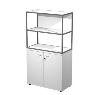 Libreria media Metal + armadio basso Essence - 90 x 46 x 165 cm - Bianco/bianco…