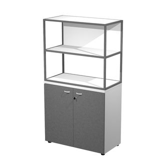 Libreria media metal + armadio basso Essence - 90 x 46 x 165 cm - Bianco/antrac…