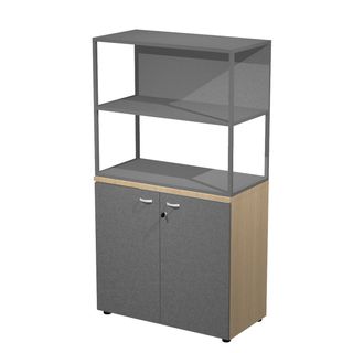 Libreria media metal + armadio basso Essence - 90 x 46 x 165 cm - Rovere/antrac…