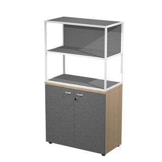 Libreria media metal + armadio basso Essence - 90 x 46 x 165 cm - Rovere/antrac…