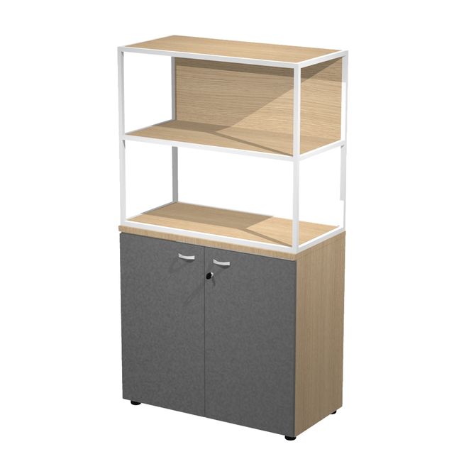 Libreria media metal + armadio basso Essence - 90 x 46 x 165 cm - Rovere/antrac…